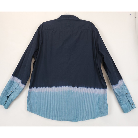 Michael Kors Button Down Shirt Stripe Ombre Men XXL Blue Long Sleeve Casual - Picture 2 of 11